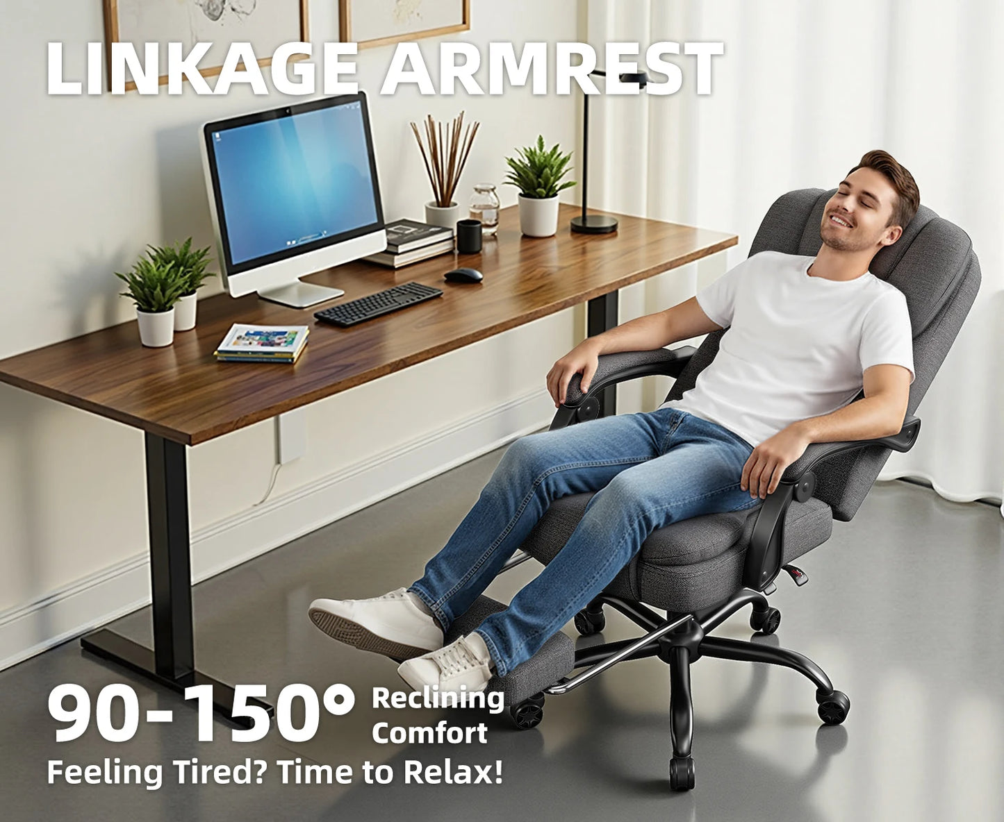 Ergonomic Executive Office Chair - High Back Chair with Headrest & Lumbar Support, Premium Home Office Chair - Adjustable Height