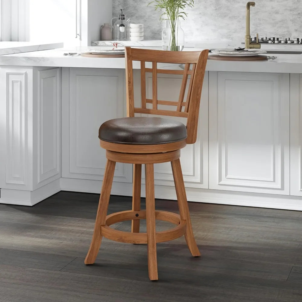 fairfox swivel stool with rectangular lattice back, counter height, oak