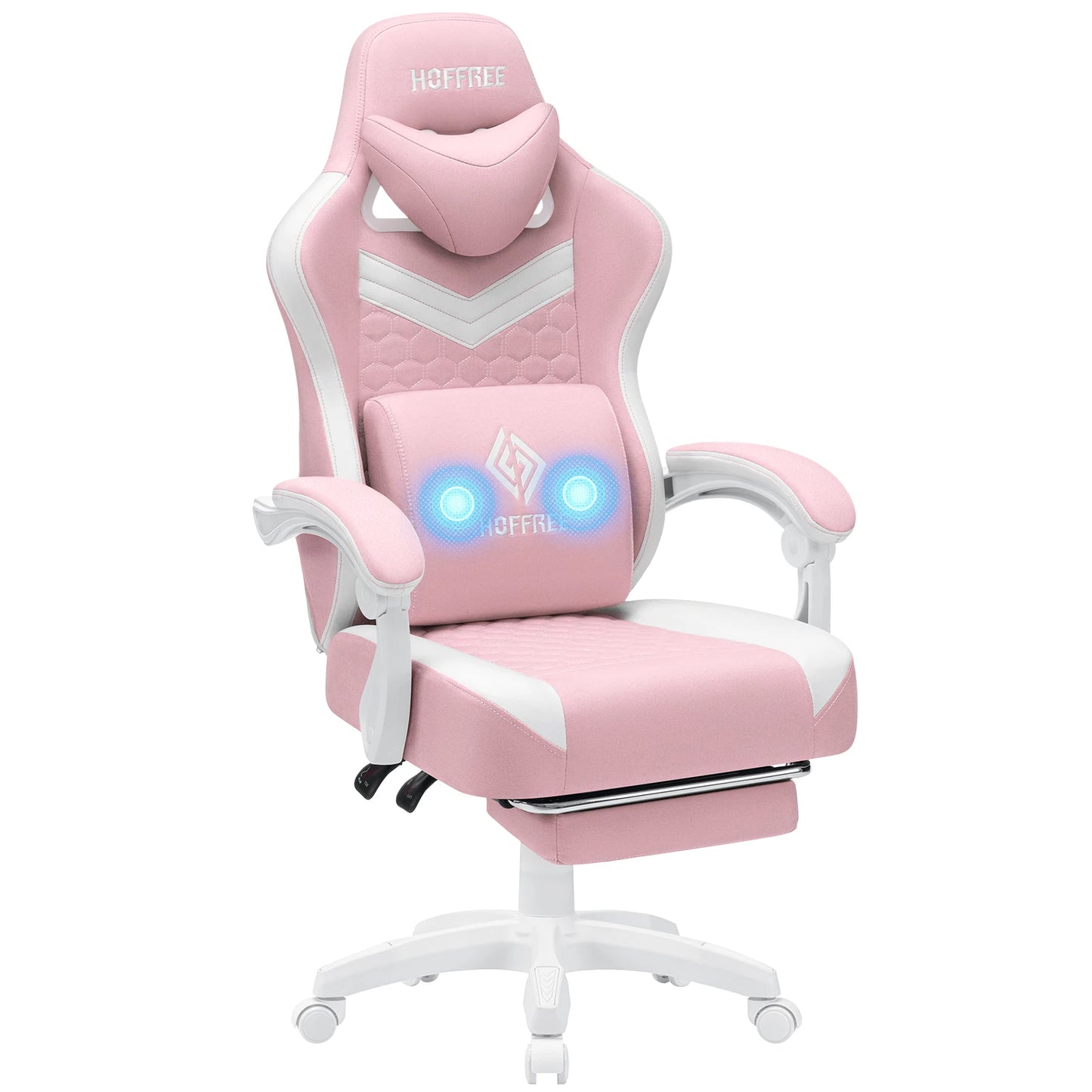 Ergonomic Office Chair With Footrest Lumbar Cushion Bluetooth Speaker 2-Point Massage Height Adjustable Gaming Racing Chair Sofa