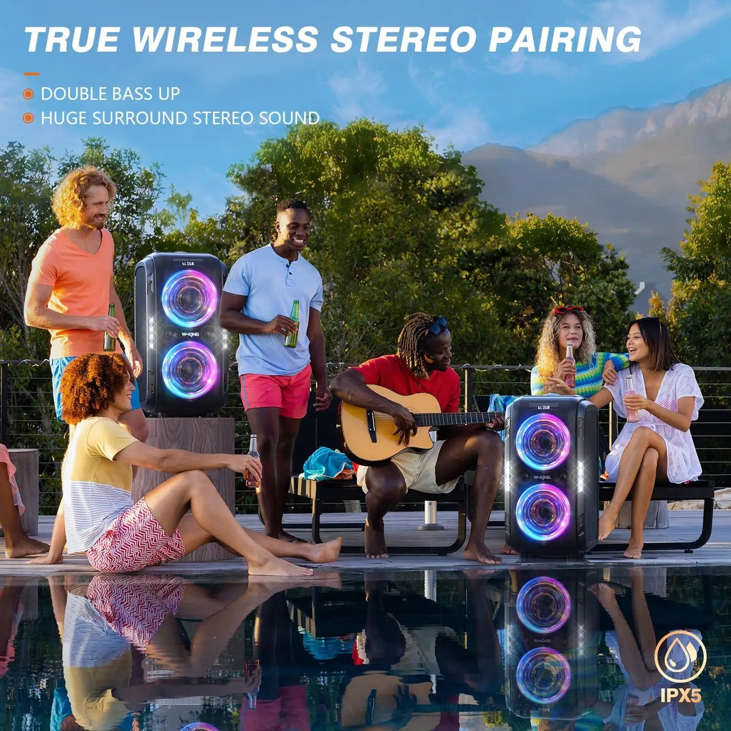 W-KING 250W PEAK Large Bluetooth Speaker Loudest/Massive 120dB/12 Custom Bass, V5.3 Big Party Boombox Portable Speaker Wireless