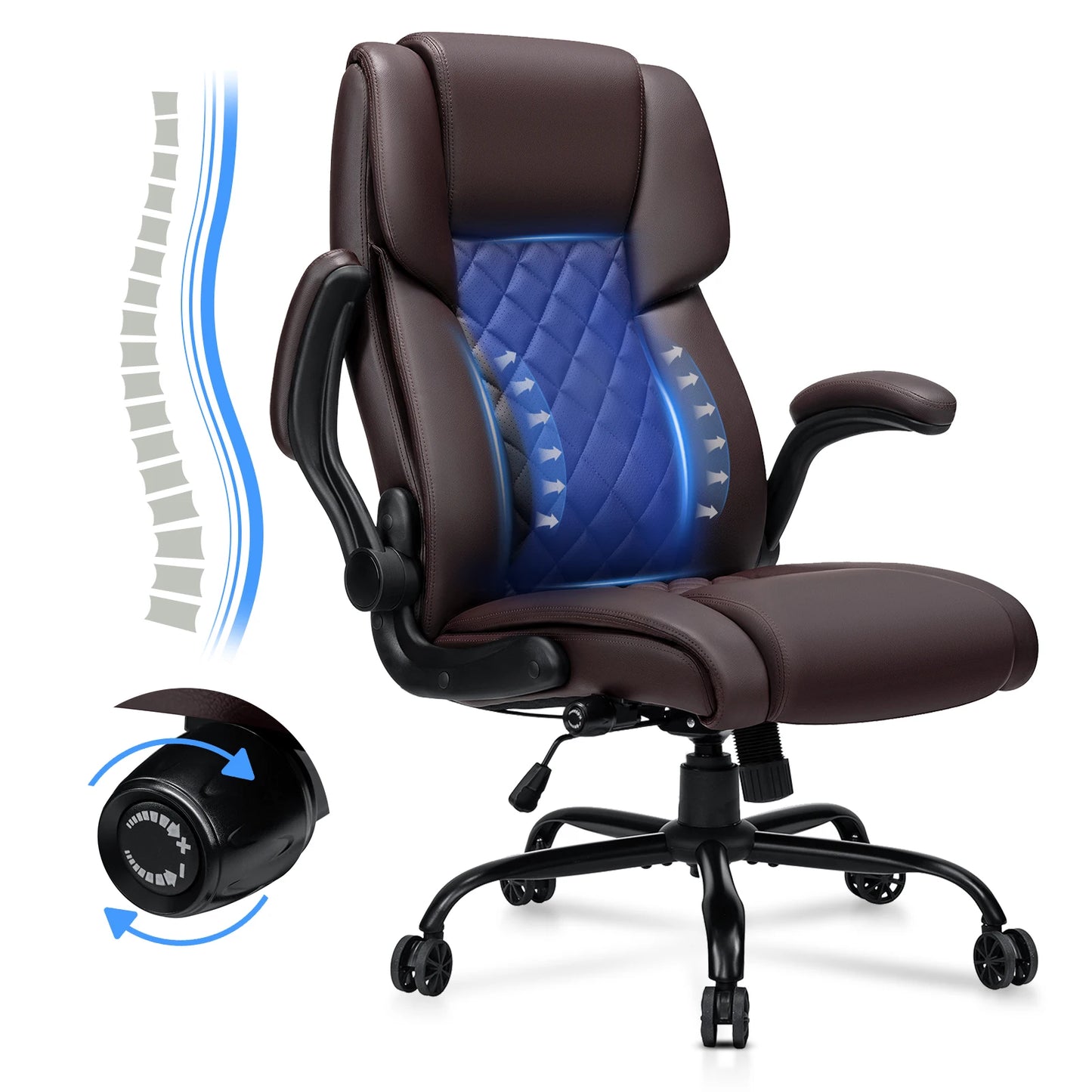 Office Chair With Ergonomic PU Leather Adjustable Height Reclining Backrest Orthopedic Inflatable Computer Recliner Chair Sofas