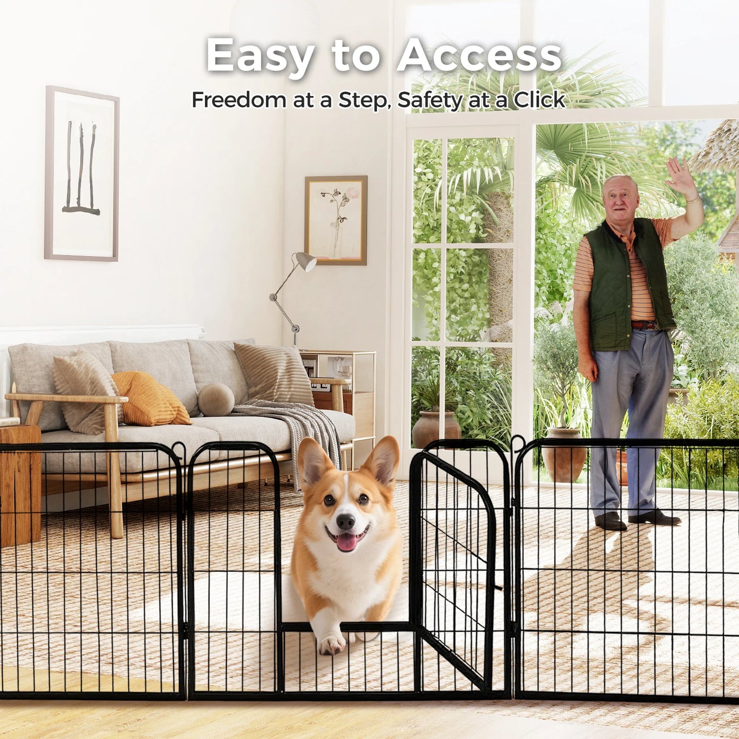 Heavy-Duty Metal Puppy Playpen – 24"/32"/40" Options, 8/16 Panels, Ideal for Indoor Use & Outdoor (RV Camping, Yard, Garden)