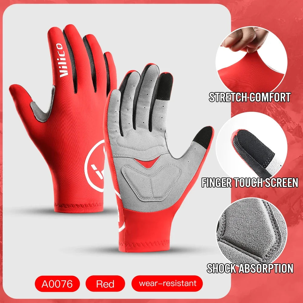 Spring Touch Screen Fingers Gloves Shockproof Gel Sports Cycling Gloves MTB Road Bike Riding Racing Women Men Bicycle Gloves