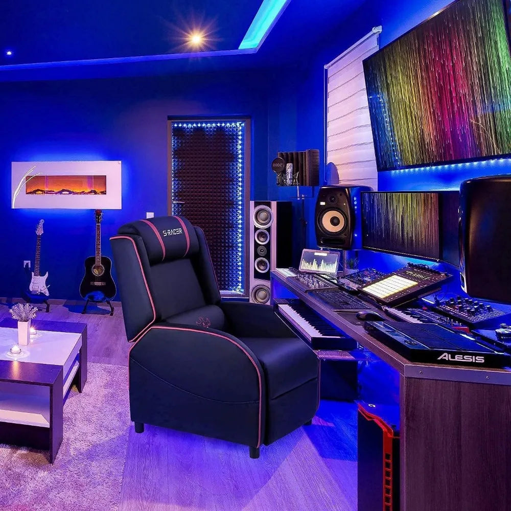 Ergonomic PU Leather Gaming Recliner Chair with Massage, Comfortable for Living Room, Single Sofa Recliner for Home, Racing Styl