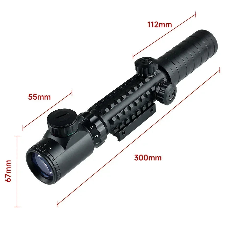 Tactical 3-9X32EG Riflescope Laser Red Dot 3 in 1 Combo Optic Sight Red Green Illuminated Reflex 4 Reticle Hunting Scope