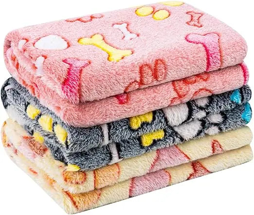1 Pack 3 Pet Blankets for Dogs - Fluffy Cats Dogs Blanket for Small Medium & Large Dog, Cute Print Pet Throw Puppy Blankets Fle