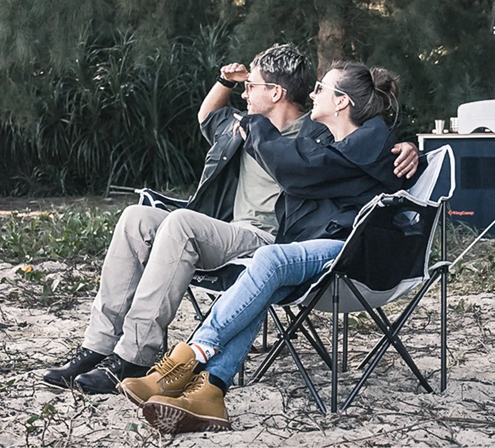 WESTTUNE Double Camping Chair Oversized Loveseat Outdoor Couch Heavy Duty Outdoor Folding Chair with Cup Holder Support 440 lbs