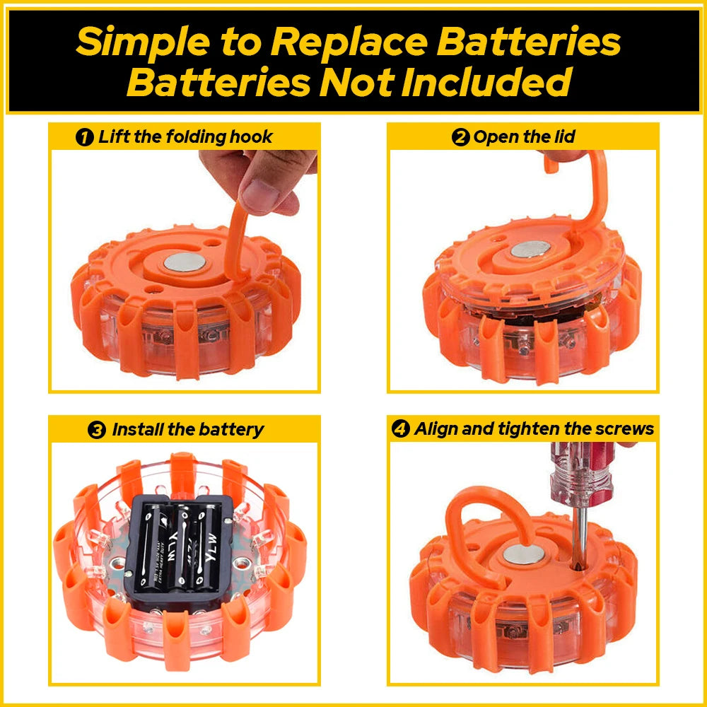 1Pcs 10 Mode Magnetic LED Strobe Warning Light Car Emergency Road Rescue Safety Flashing Lights Roadside Auto Signal Beacon Lamp