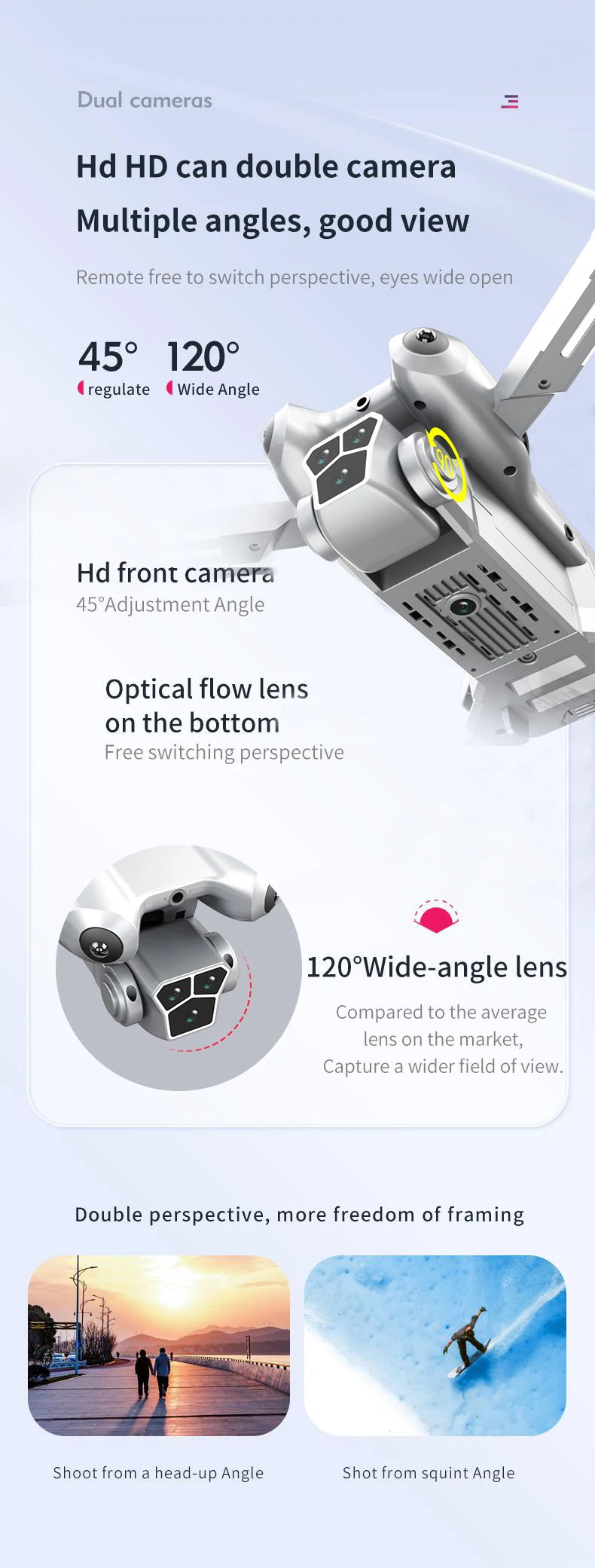 H10 drone, 8K camera intelligent obstacle avoidance, optical flow positioning precise hovering shooting,