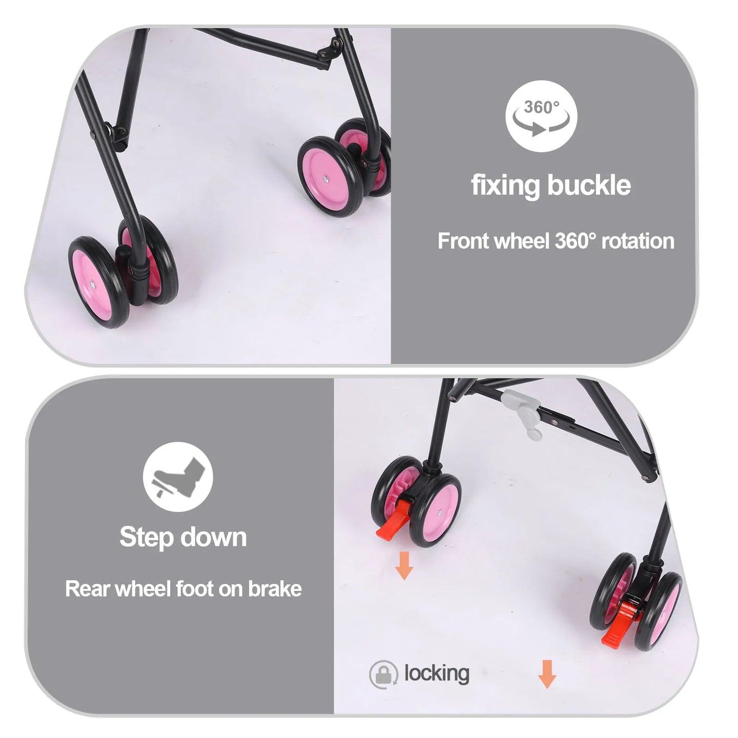 Pet Dog Stroller 4 Wheels Puppy Stroller Rotate with Brakes Storage for Dogs Cats Travel Pet Suplies Outdoor 애완견 유모차