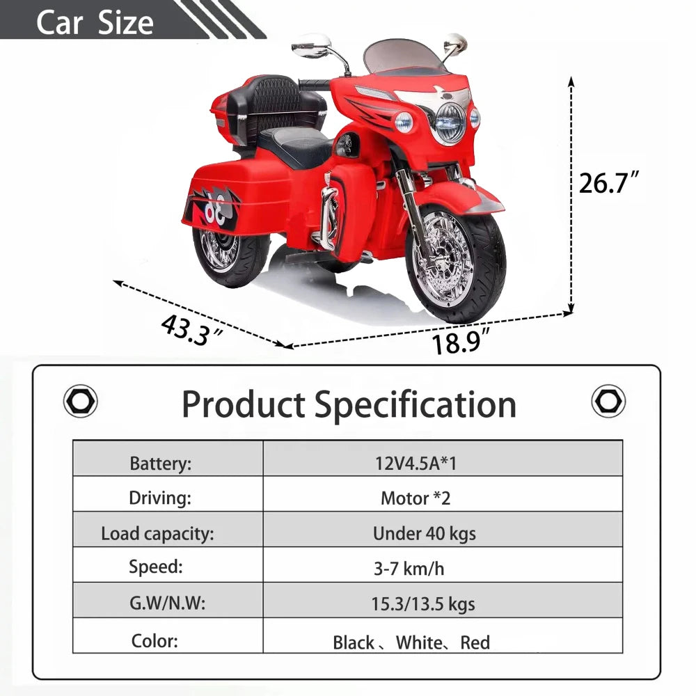 kids ride on motorcycle Electric 12V two seat motorcycle for kids, Motorbike for Kids with Key start