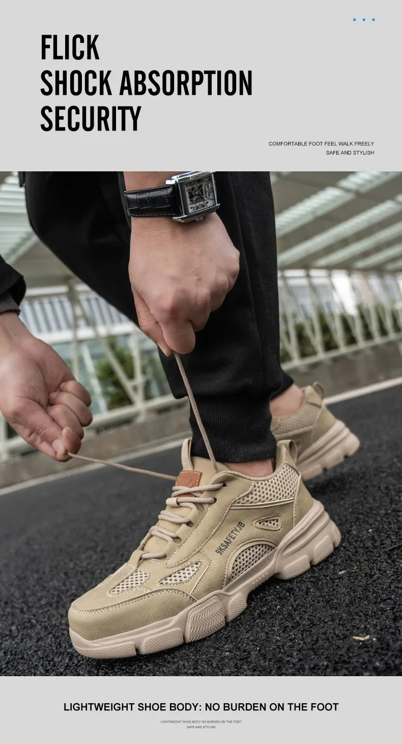 Low Top Breathable Safety Shoes Anti-Puncture Anti shock Work Shoes Slip Resistant Work Sneakers Protective Boots for Men