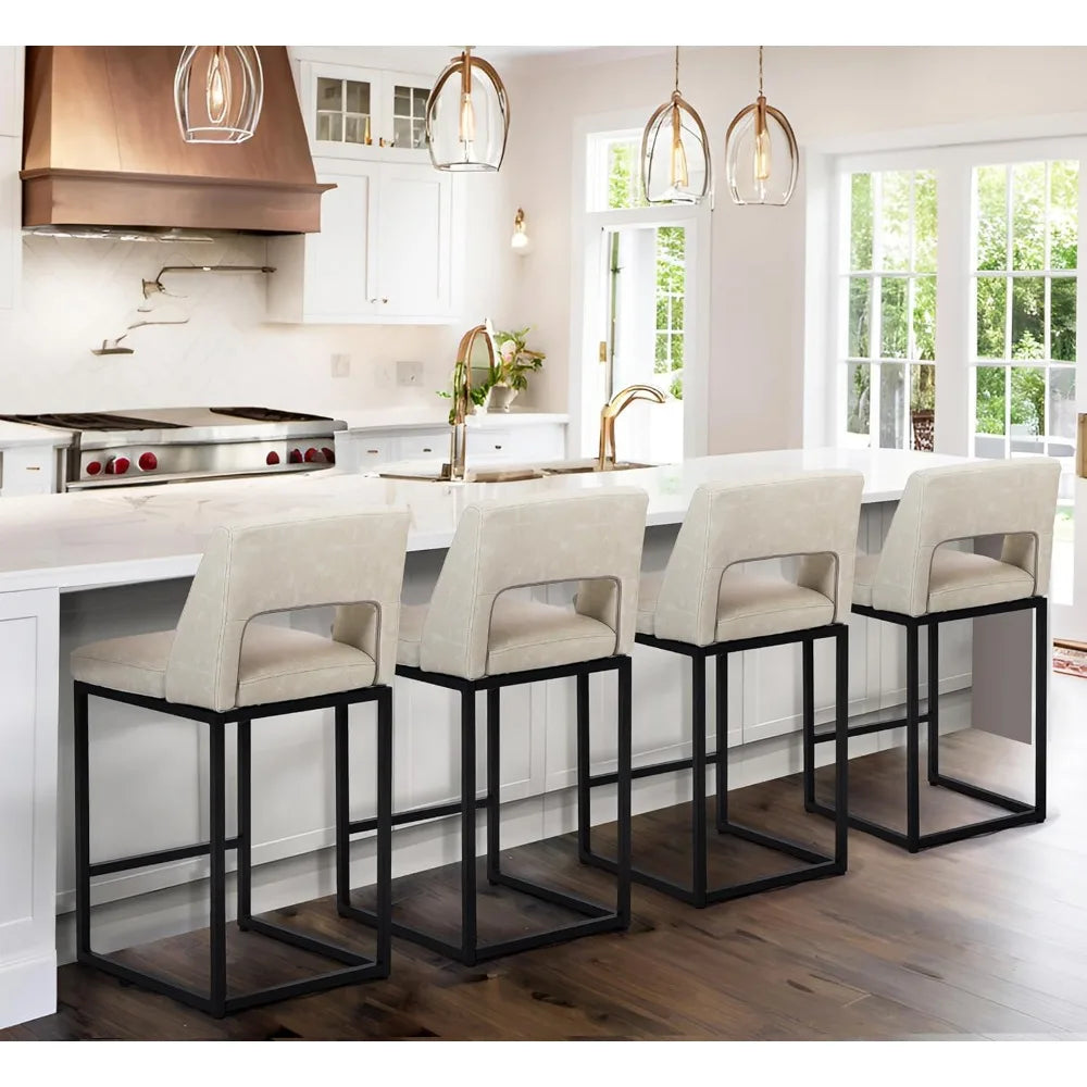 Counter Height Bar Stools for Kitchen Counter Modern Bar Chairs with Backs  for Kitchen Island with Upholstered Faux Leather