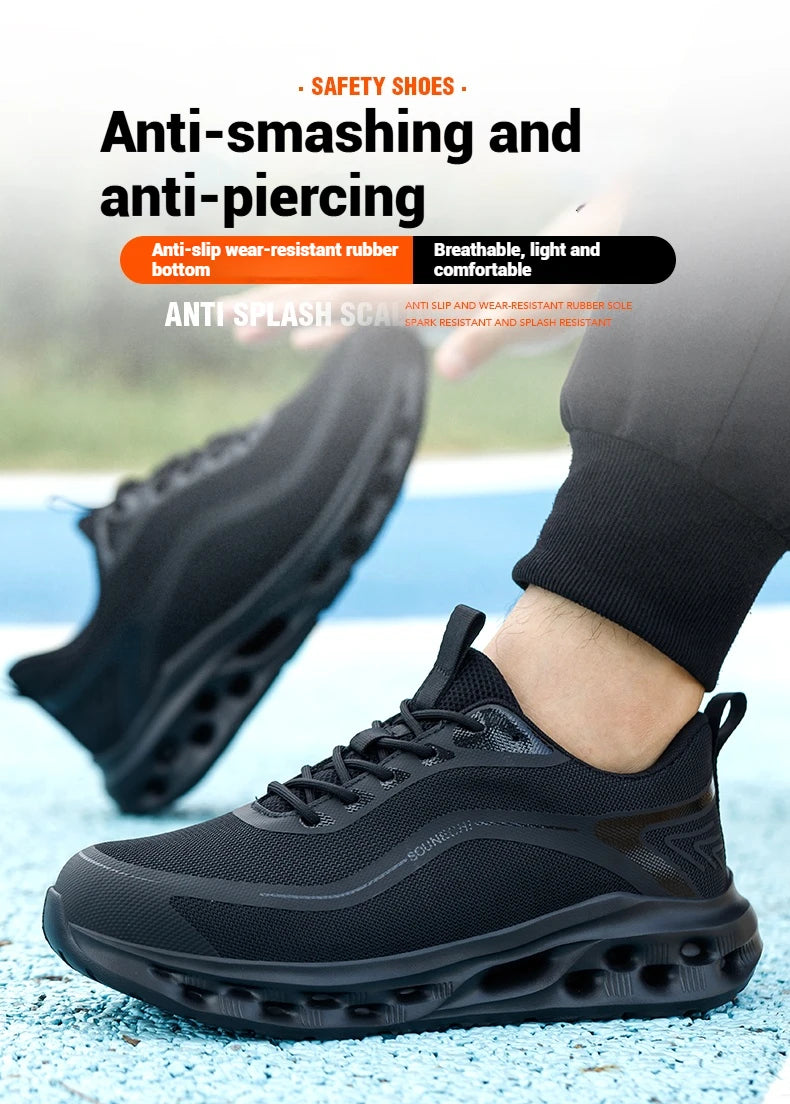 Men's Safety Shoes Anti-Impact Anti-Piercing Lightweight Work Boots Lightweight Breathable Sporty Design for Outdoor Work Shoes