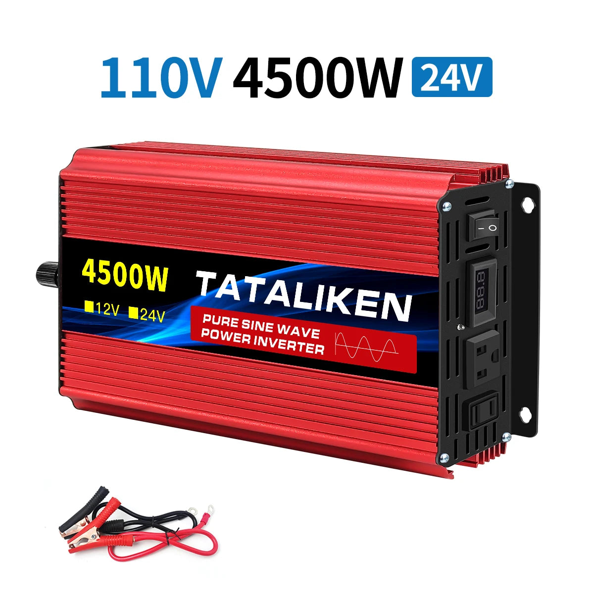 1600w-4500W 12V/24V to AC 110V 60Hz Pure Sine Wave Inverter Car Power Tranfermer  Voltage Portable  Converter with LED Display