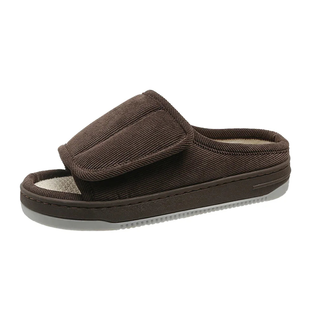 Men Women's Diabetic Slippers Open Toe Slide Slippers with Rubber Sole Swollen Feet Slippers for Indoor Outdoor