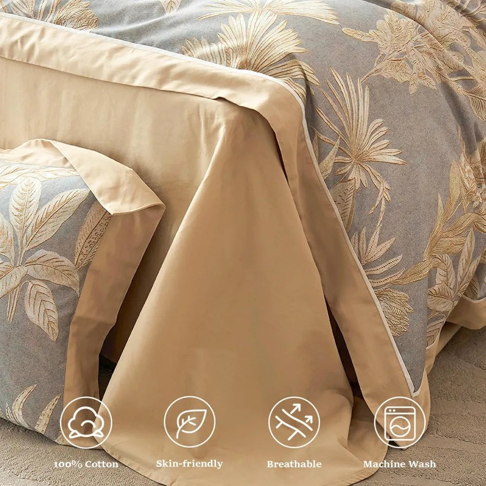 Queen Size Cotton Duvet Cover Set, 3-Piece Soft and Breathable Bedding for Year-Round Comfort