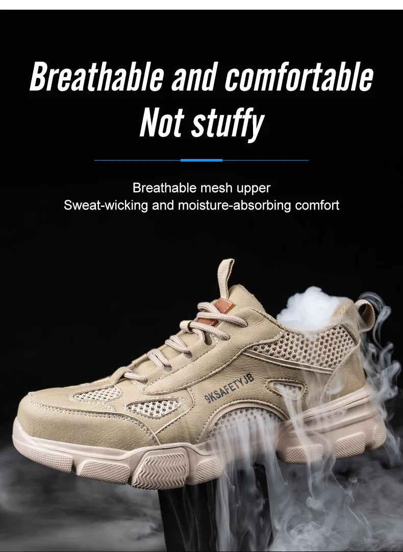 Low Top Breathable Safety Shoes Anti-Puncture Anti shock Work Shoes Slip Resistant Work Sneakers Protective Boots for Men