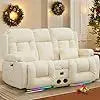 Power Loveseat Recliner Sofa Home Theater Seating with Console Electric Recliner RV Sofa with USB And Outlets Massage And Heat