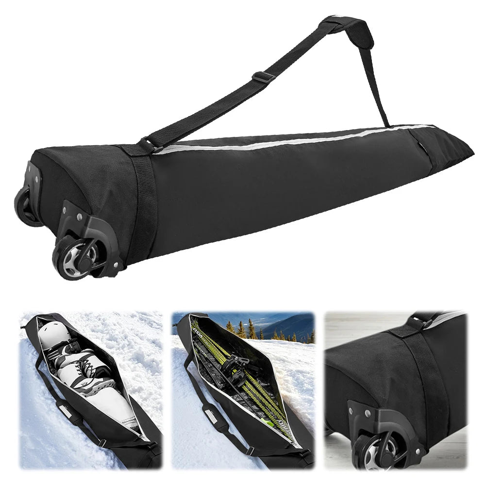 Snowboard Bag with Wheels Ski Travel Bag Heavy Duty Snowboard Carrying Case Adjustable Length Waterproof for Outdoor Skiing