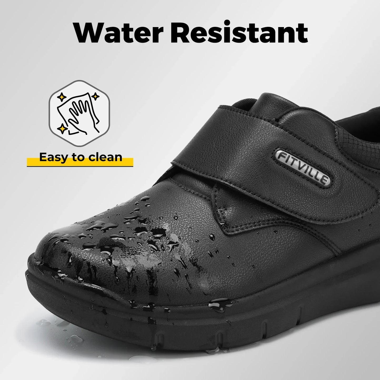 Extra Wide Men'S Diabetic Shoes Leather Walking Shoes For Elder Orthopedic Toes Swollen Feet Non-Slip With Arch Support