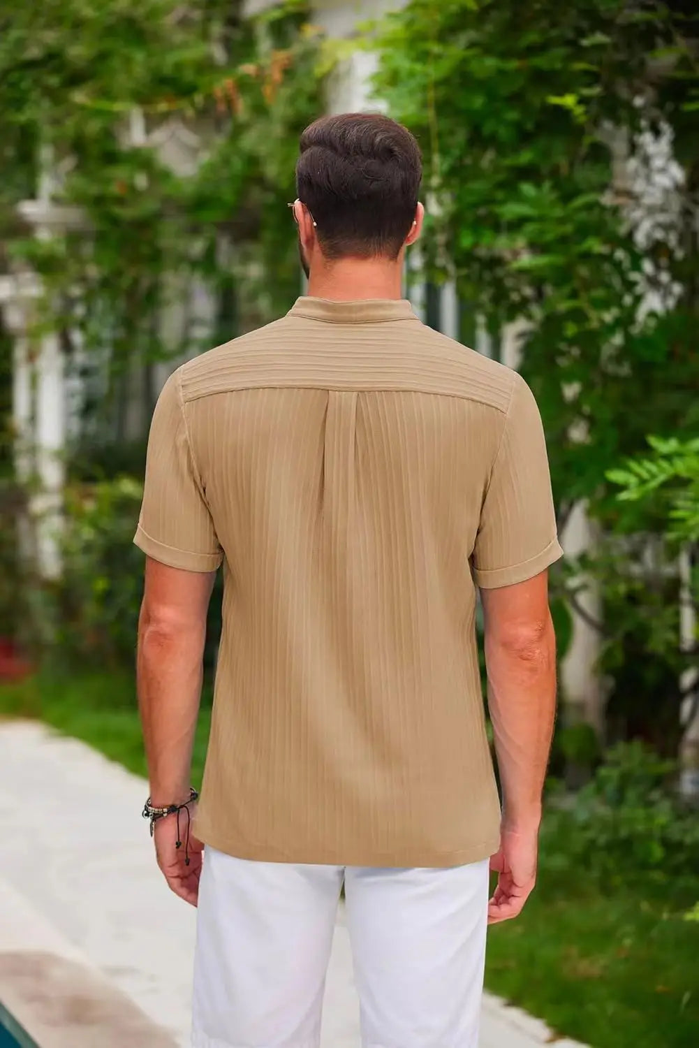 Hawaiian Men's Retro Cotton And Linen Henry Shirt Casual Loose With Sporty Stand-up Collar Buttons 2025 New Men's Casual Shirt