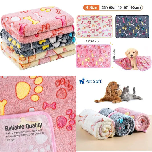 1 Pack 3 Pet Blankets for Dogs - Fluffy Cats Dogs Blanket for Small Medium & Large Dog, Cute Print Pet Throw Puppy Blankets Fle