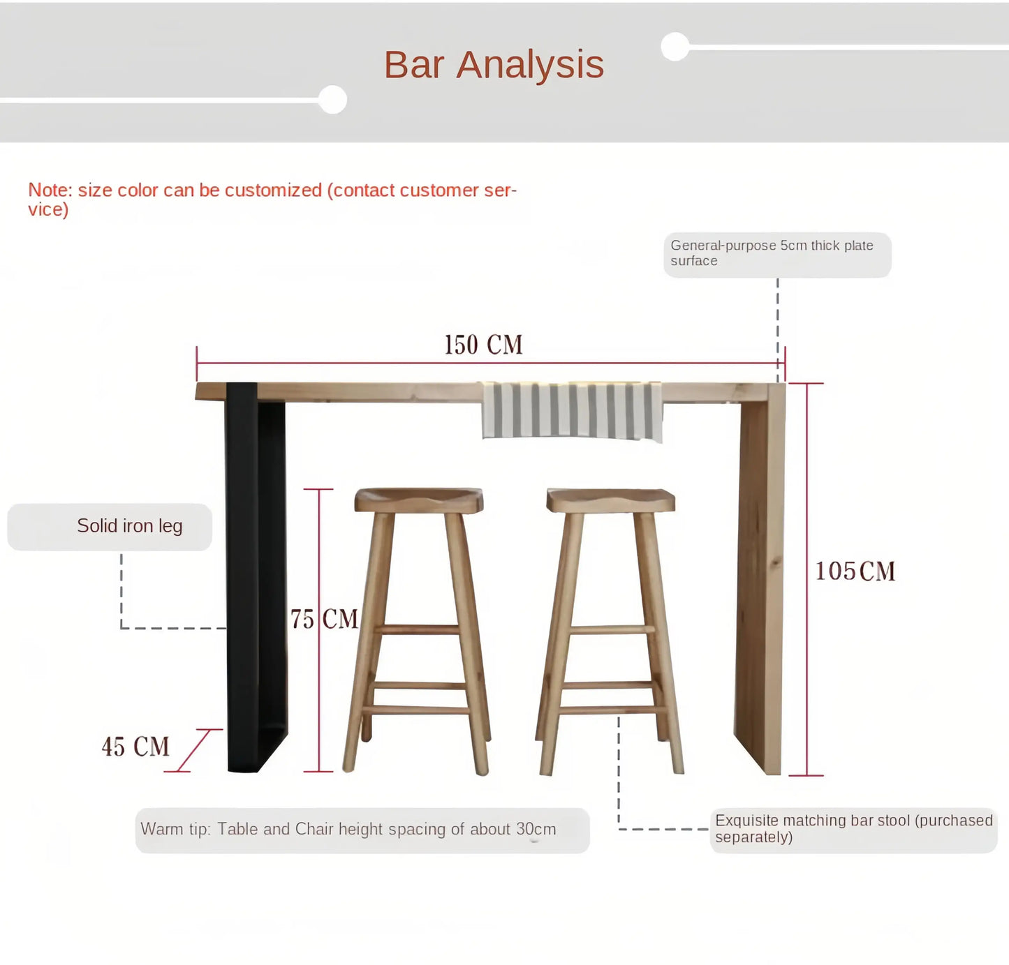 Bar Table High Folding Counter Cocktail Round Bistro Stool Home Kitchen Restaurant Cafe Club Decor Breakfast Cafe Living Room