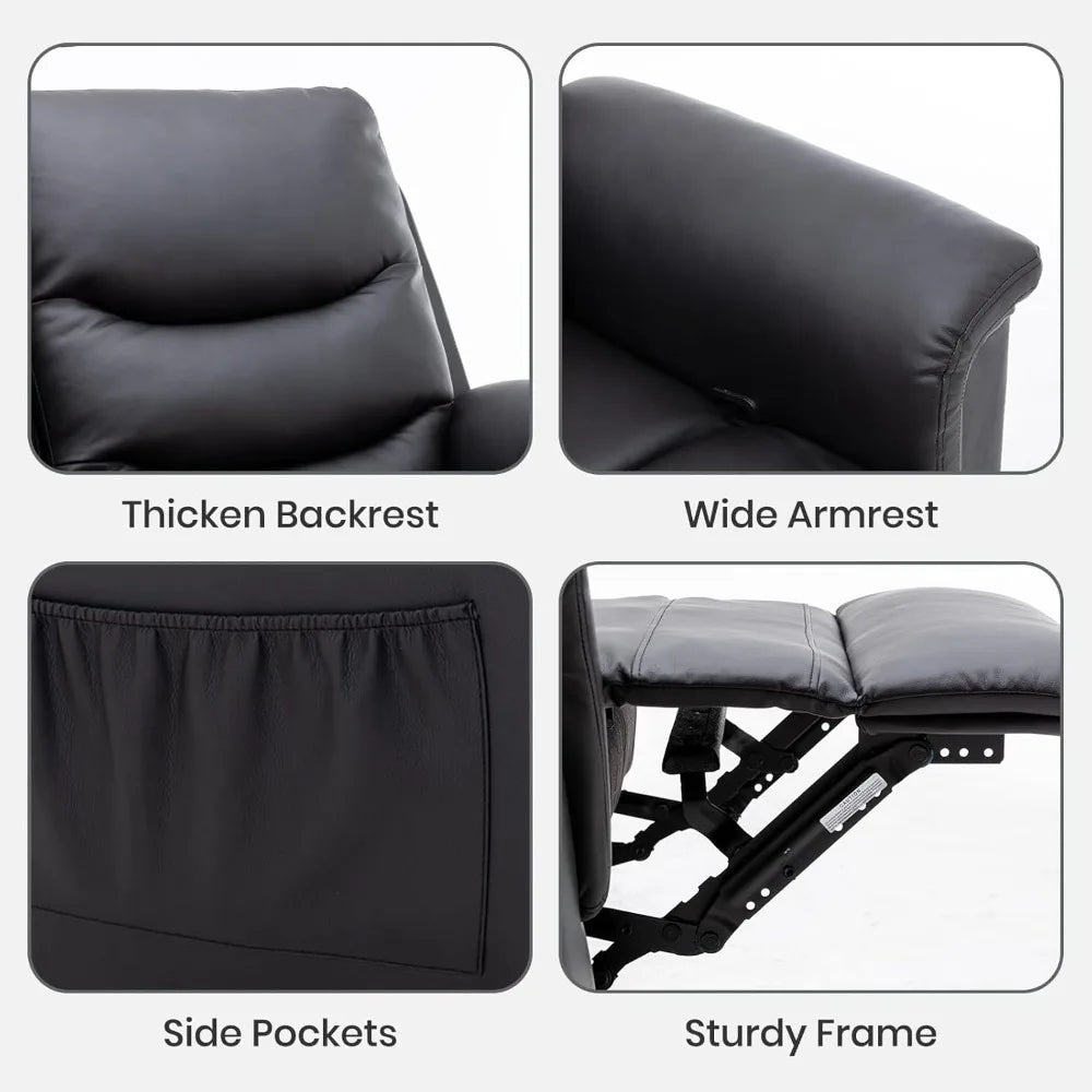 Sofa, 3 Seater Recliner Sofa with Flipped Middle Backrest,Cup Holder, Loveseat Recliner Sofa PU Leather Manual Reclining Couch