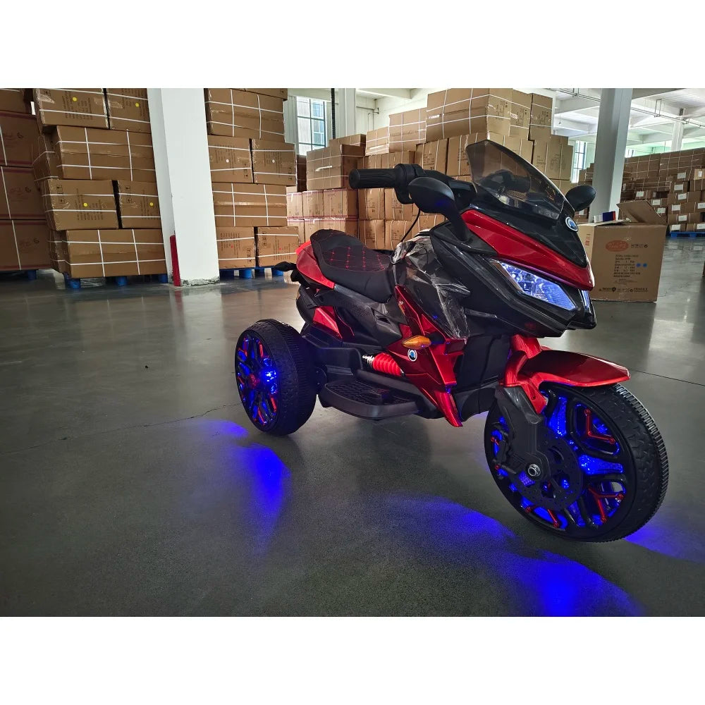 12V Kids Motorbike: Features Training Wheels, Manual Hand Throttle Control, Sparkling LED Tires, and a Premium PU Seat