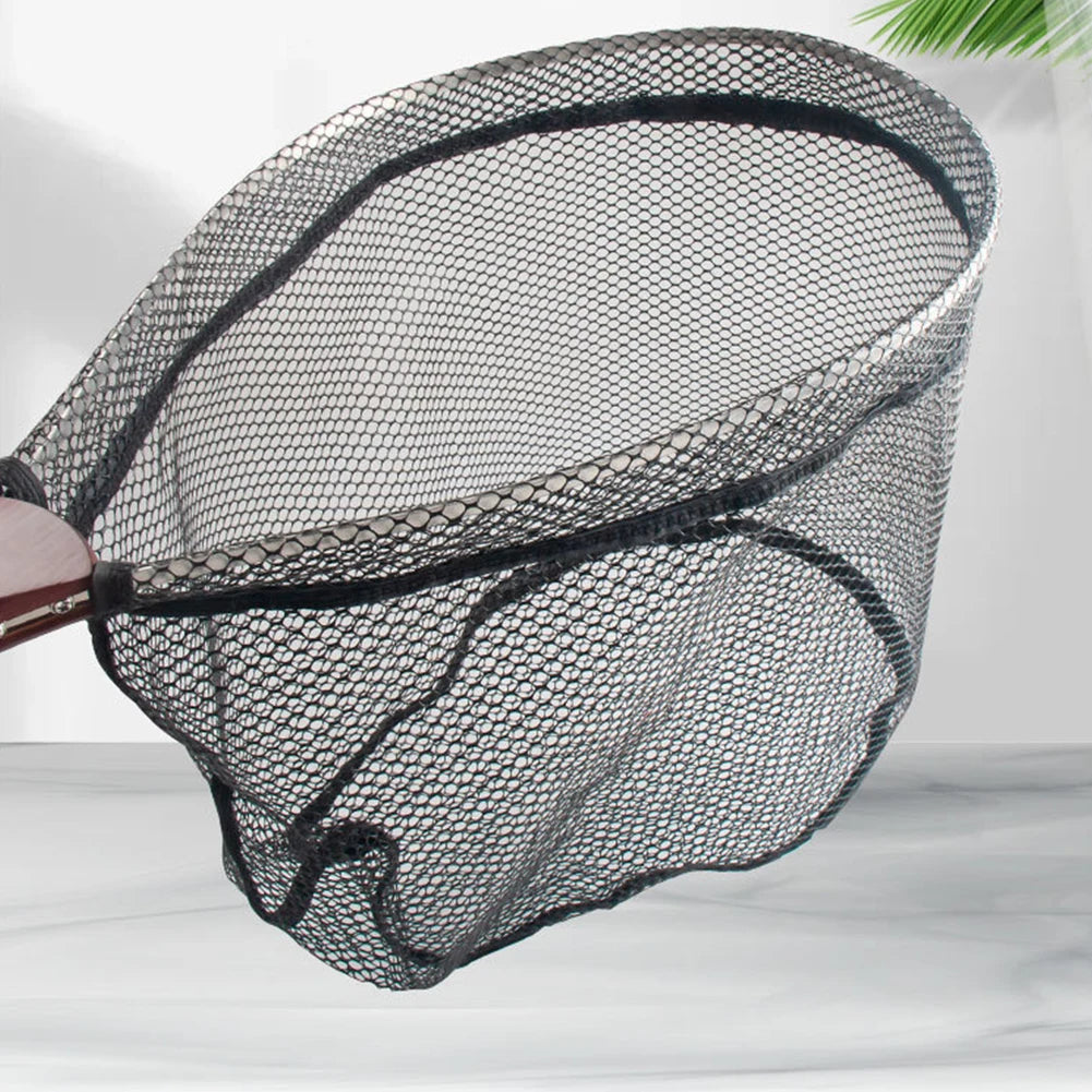 Folding Fishing Landing Net Wooden Handle Fly Fishing Net Catch and Release Net for Trout Bass Pike Fishing Tools