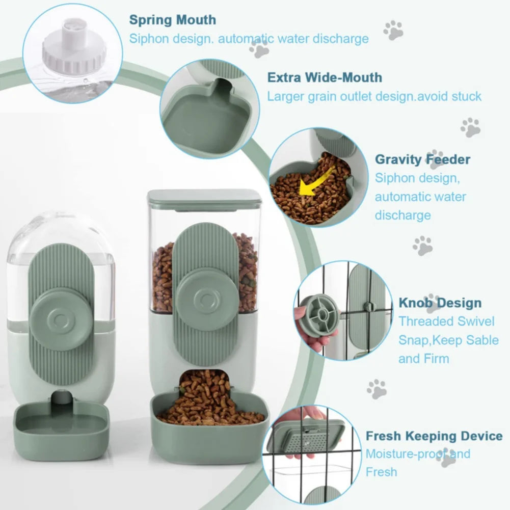 27oz Automatic Pet Bowl Cage Hanging Feeder Pet Water Bottle Food Container Dispenser Bowl For Puppy Cat Rabbit Pet Feeding Tool