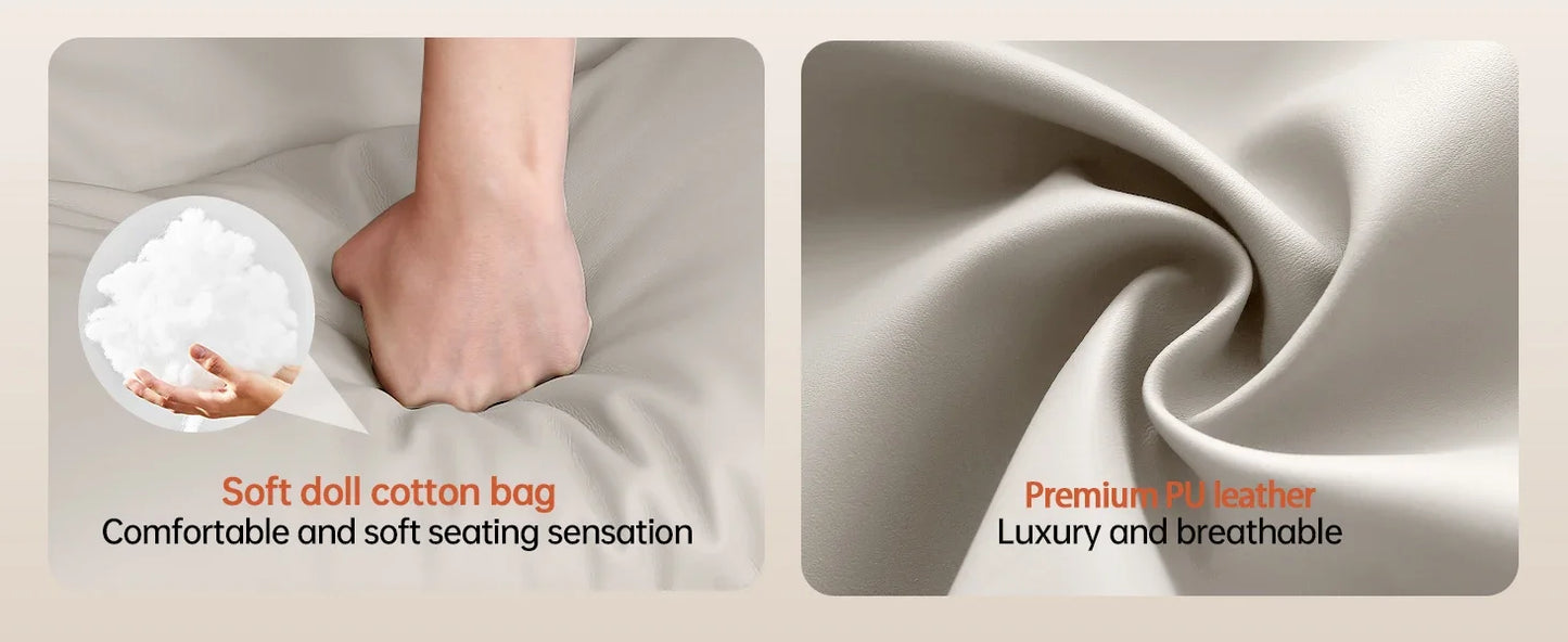 PU Upholstered Dressing Chair, Mid-back Ergonomic Home Office Computer Chair, Comfortable Adjustable Swivel Work Chair