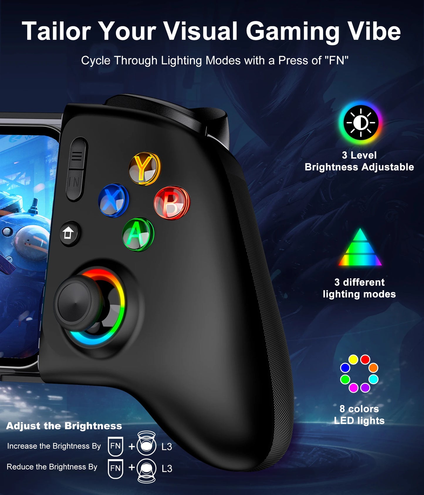 DinoFire MC200 Mobile Phone Hall Effect Controller Gamepad Type-C Stretching Handle Stick for Android iOS XBOX