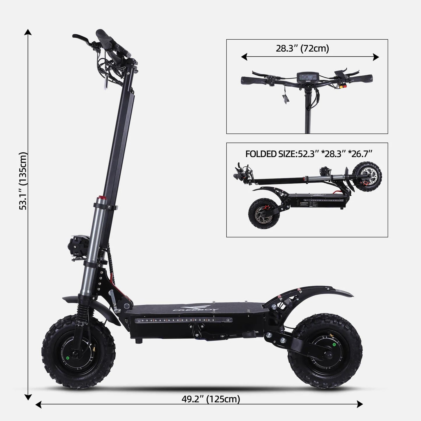 Portable Electric Scooter With 11'' Off Road Vacuum Tire,6000W 60V 38Ah High Power,Max Speed 80-85KMH,Dual Motor Drive E-scooter