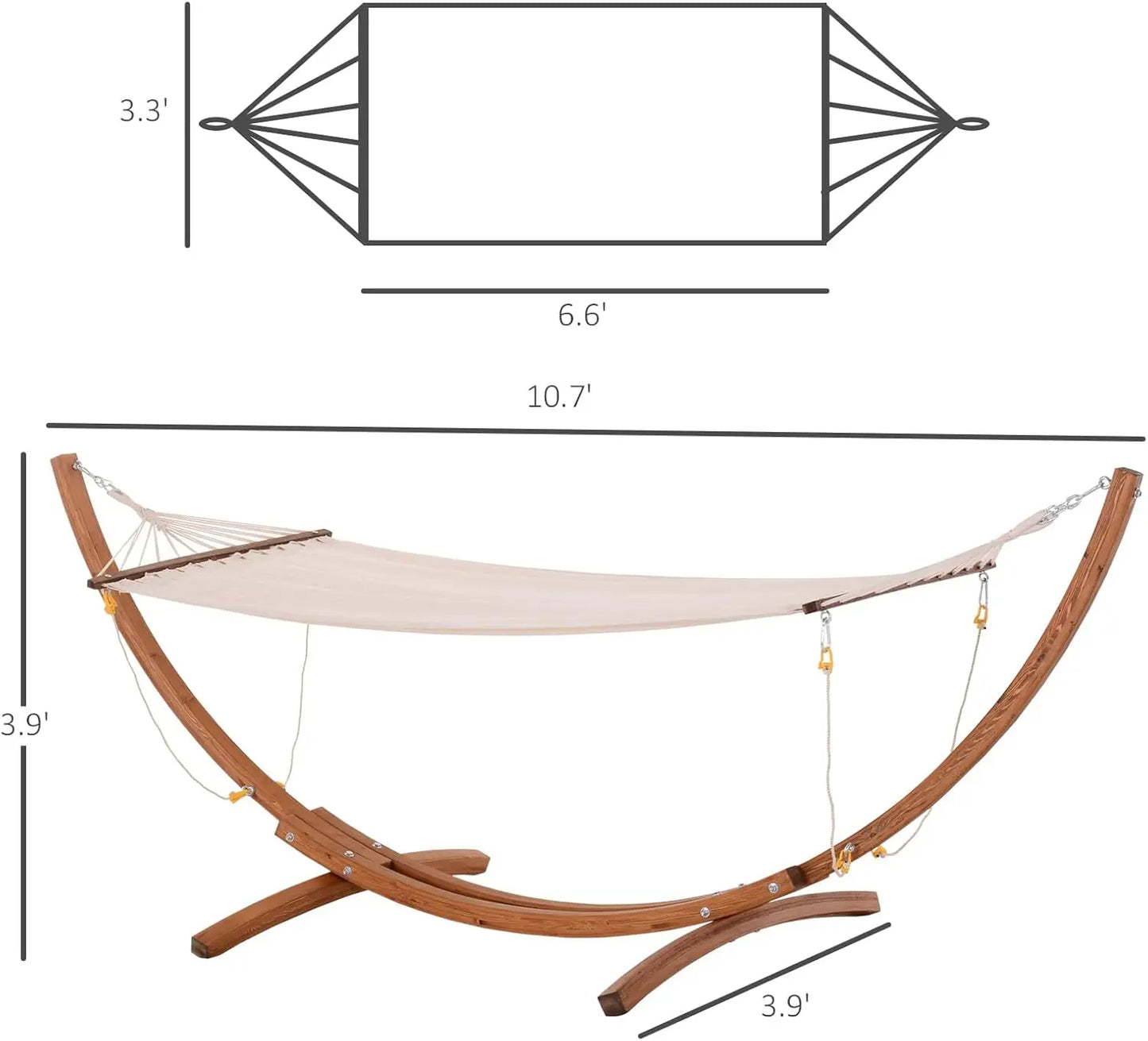10' Wood Outdoor Hammock, Hammock with Stand Rainbow Bed, Heavy Duty Roman Arc Hammock for Single Person for Patio Backyard