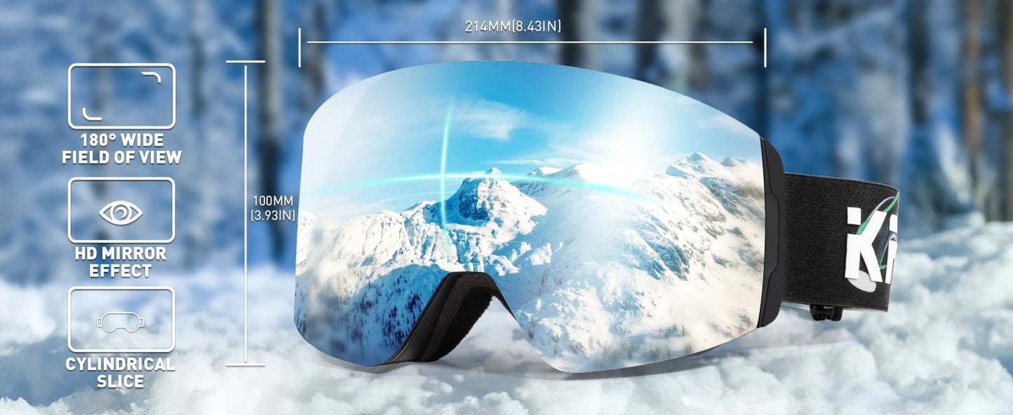 KAPVOE Ski Goggles Double Layers Anti-fog Big Ski Glasses Skiing Mask Snowboard Eyewear Outdoor Men Women UV400 Snow Goggles New