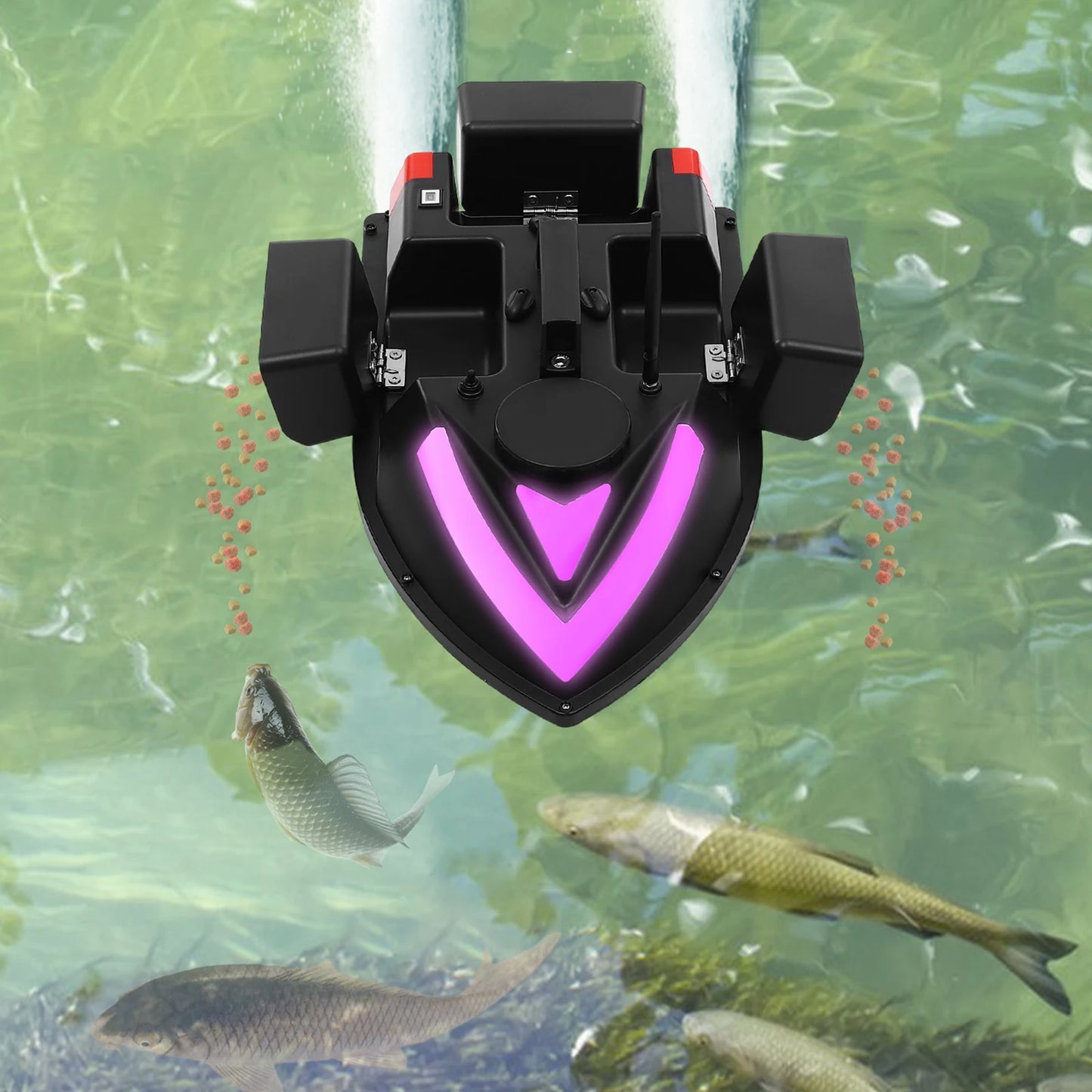 5200mAh GPS Fishing Bait Boat,Remote Control Nest Beater W/ 3/4 Bait Containers and LED Screen,1.5kg/2kg Load Rechargeable