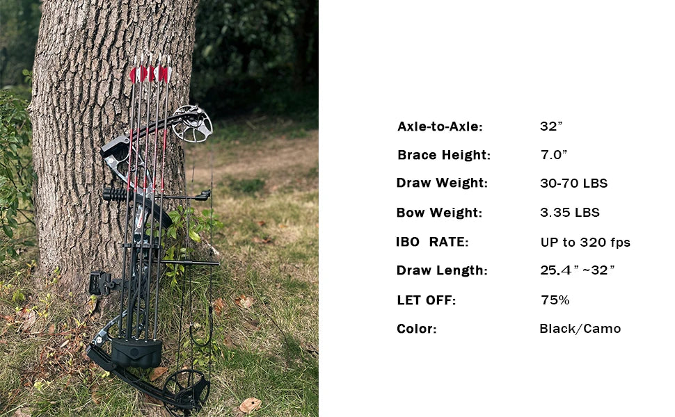 Compound Bow and Archery Sets - Right Hand Archery Compound Bows 30-70 lbs Draw Weight Adjustable for Youth，Adults and Beginners