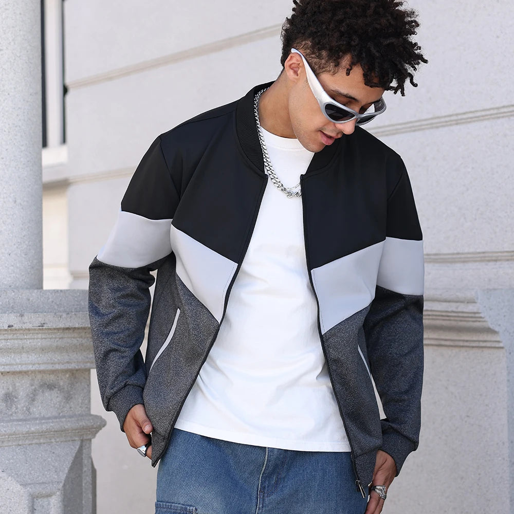 Men's Jackets 25 New Spring Business Leisure Trendy Color Windproof Bomber Overshirt Zip-Up Streetwear Popular Clothes US Size