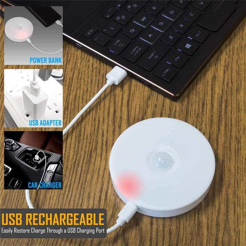 Night Light USB Motion Sensor Charging Round Energy-saving Led Lamp Bedroom Light Corridor Home Bathroom wall lights night light