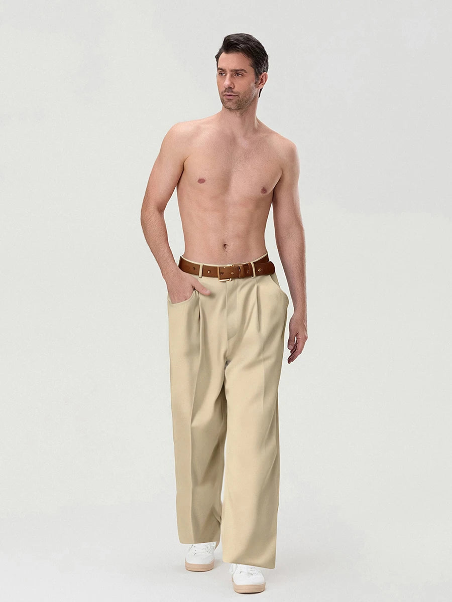 Classic Men s Formal Trousers  Fit Dress Pants Business Office Work Straight Leg Suit Trousers with Pockets for Spring