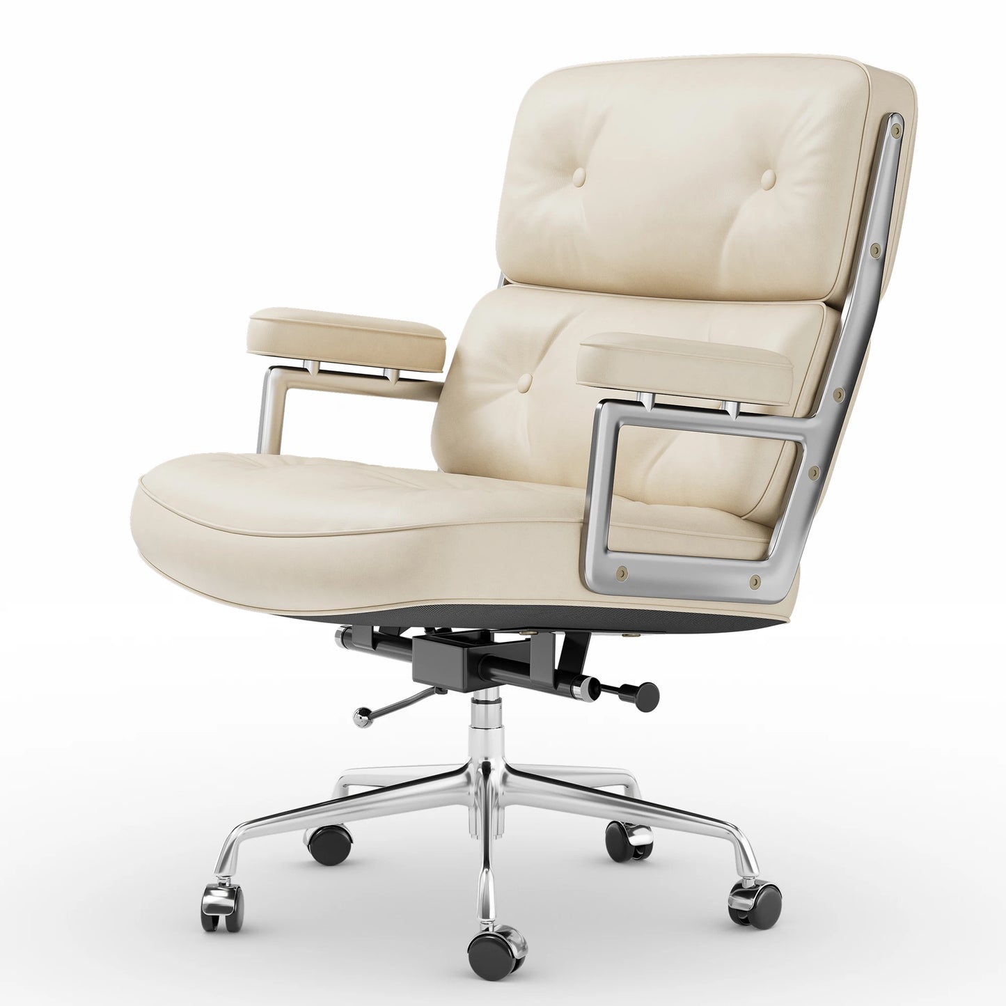 Office Guest Chair Upholstered Leather Comfortable Reception Chairs with Wheels Adjustable Swivel Rolling Office Chairs
