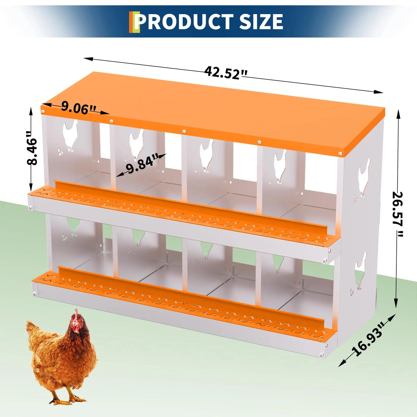 Chicken Nest Box, Chicken Nesting Boxes for Laying Eggs with Ventilation Holes & Anti-Peck Design, Space-Saving Design, Nesting