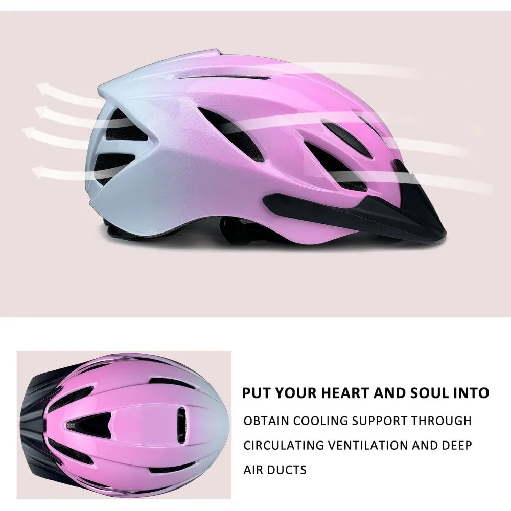Adult Bike Helmet for Men Women Ages 14 and Up, Streamlined Design with Snap On/Off Visor Moisture-Washable Lining, Bicycle Cycl