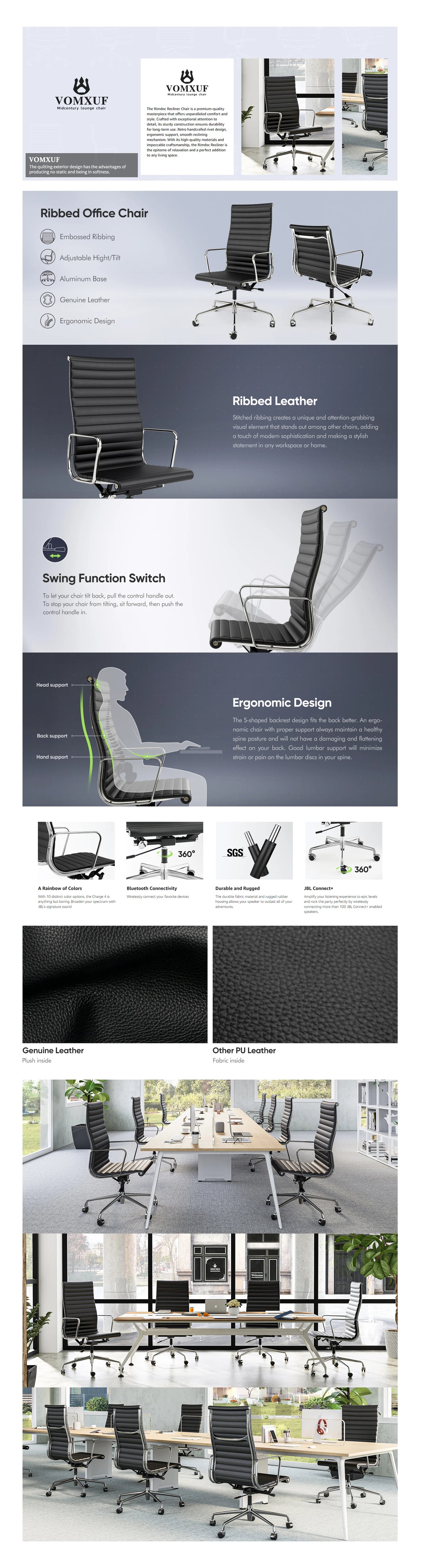 Office Guest Chair Upholstered Leather Comfortable Reception Chairs with Wheels Adjustable Swivel Rolling Office Chairs