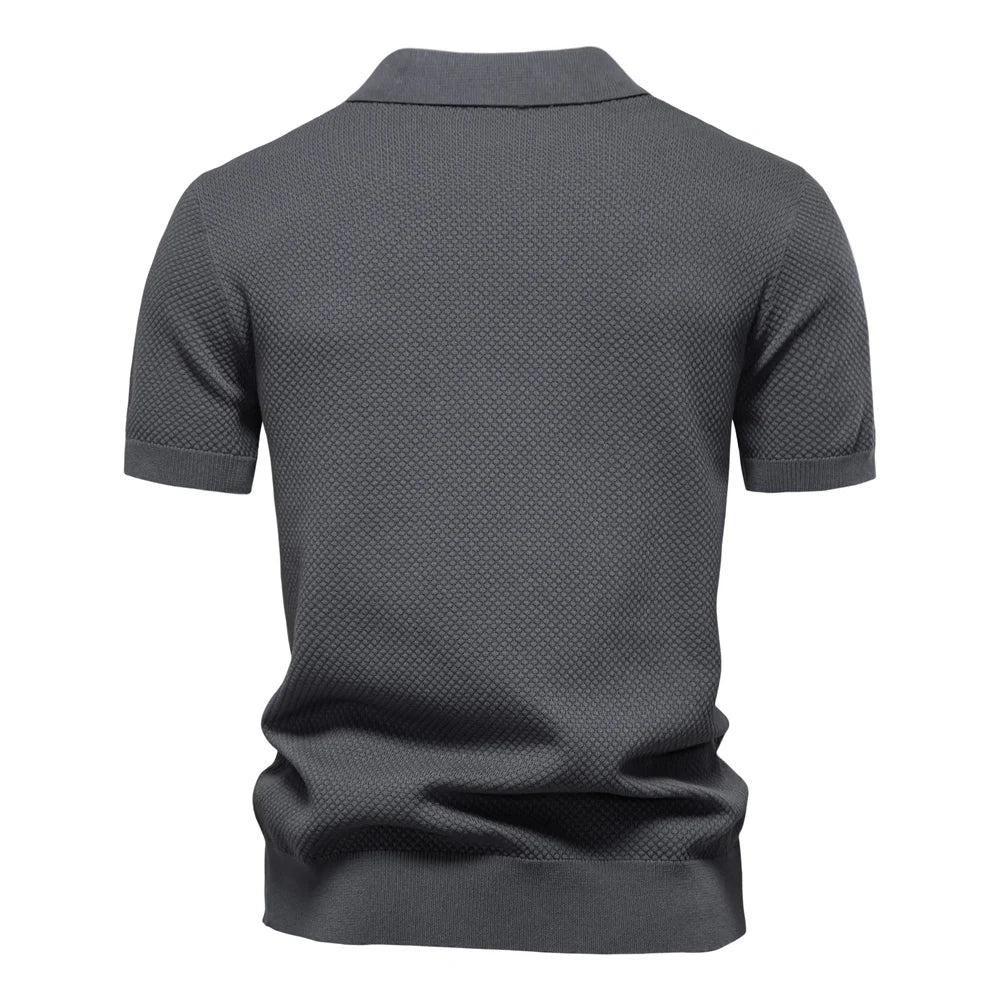 Men's Summer Breathable Polo Shirt Short Sleeve Solid Color Casual Polo Shirts for Men Lightweight Stretch Polo ﻿