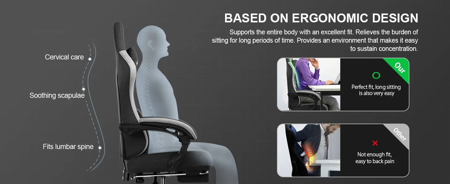 Computer Office Chair with Pocket Spring Cushion, Linkage Armrests and Footrest, High Back Ergonomic Computer Chair .