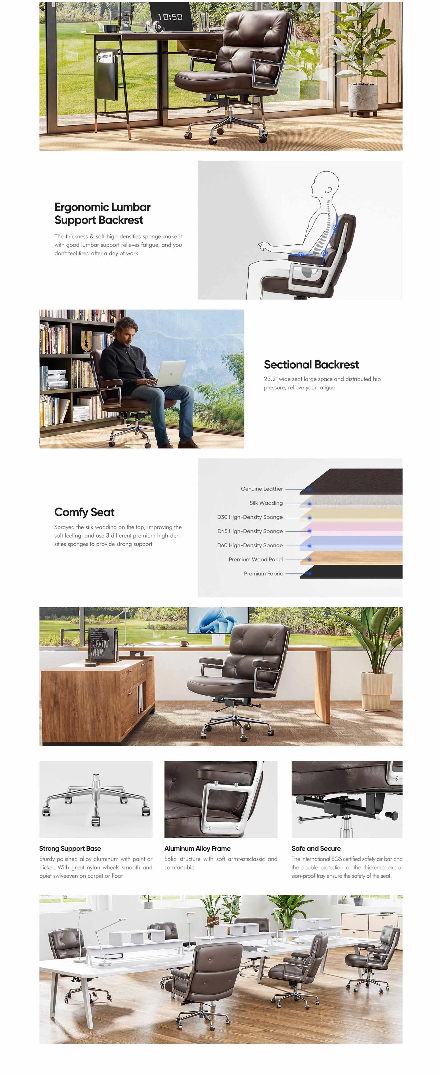 Office Guest Chair Upholstered Leather Comfortable Reception Chairs with Wheels Adjustable Swivel Rolling Office Chairs