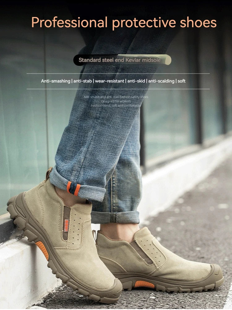 Men Work Shoes Breathable Work Sneakers Composite Toe Safety Shoes Anti-Puncture Indestructible Shoes Welders Safety Boots